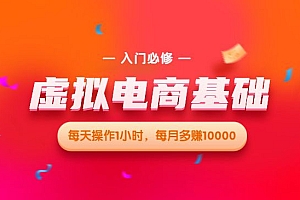 虚拟电商基础系列课(入门必修),每天操作1小时,每月多赚10000