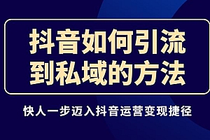 抖音如何引流到私域的方法,变现全课程