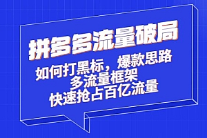拼多多流量破局:如何打黑标,爆款思路+多流量框架+快速抢占百亿流量