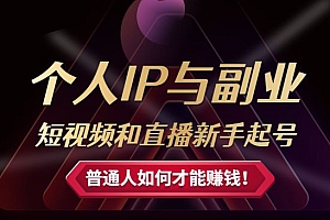 个人IP与副业(高阶版)短视频和直播新手起号-普通人如何才能赚钱!