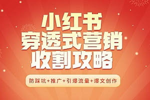 小红书穿透式营销收割攻略+防踩坑+推广+引爆流量+爆文创作