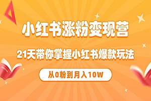 《小红书涨粉变现营》21天带你掌握小红书爆款玩法 从0粉到月入10W