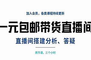 一元包邮带货直播间搭建,两节课三小时,搭建、分析、答疑