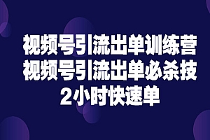 视频号引流出单训练营,视频号引流出单必杀技,2小时快速单