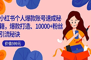 小红书个人爆款账号速成秘籍,爆款打造、10000+粉丝引流秘诀(价值599)