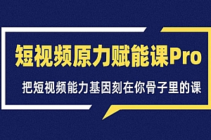 短视频原力赋能课Pro,把短视频能力基因刻在你骨子里的课(价值4999元)