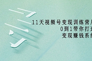 11天视频号变现训练营,从0到1打造变现赚钱系统