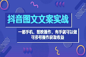 抖音图文毒文案实战:一部手机 剪映操作 有手就能做,单号日入几十 可多号