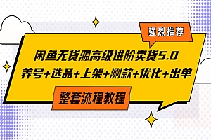 闲鱼无货源高级进阶卖货5.0,养号+选品+上架+测款+优化+出单整套流程教程