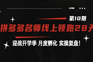 《拼多多名师线上领跑28天-第10期》迎战开学季 月度孵化 实操复盘!