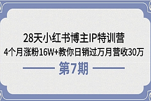 28天小红书博主IP特训营《第6+7期》4个月涨粉16W+教你日销过万月营收30万
