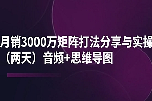 月销3000万矩阵打法分享与实操(两天)音频+思维导图