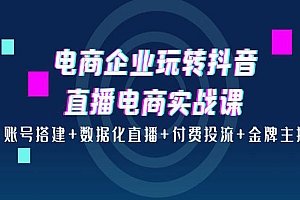 电商企业玩转抖音直播电商实战课:账号搭建+数据化直播+付费投流+金牌主播
