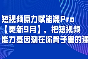 短视频原力赋能课Pro【更新9月】,把短视频能力基因刻在你骨子里的课