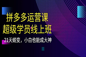 拼多多运营课:超级学员线上班,21天蜕变,小白也能成大神