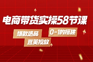 电商带货实操58节课,爆款选品,豆荚投放,0-1的搭建