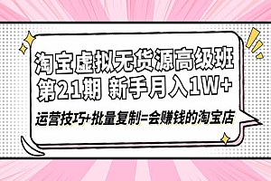 淘宝虚拟无货源高级班,月入1W+运营技巧+批量复制=会赚钱的淘宝店