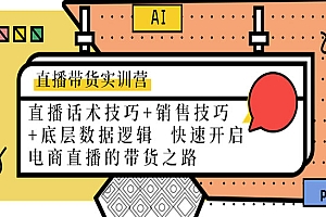 《直播带货实训营》话术技巧+销售技巧+底层数据逻辑 快速开启直播带货之路