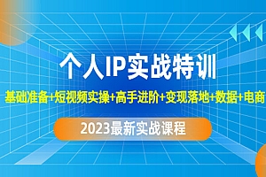 《2023个人IP实战特训》基础准备+短视频实操+高手进阶+变现落地+数据+电商