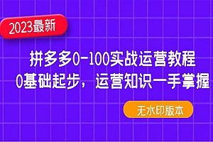 《2023拼多多0-100实战运营教程》0基础起步,运营知识一手掌握