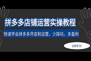 《拼多多店铺运营实操教程》快速学会拼多多开店和运营,少踩坑,多盈利