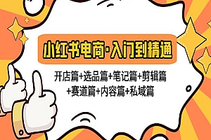 《小红书电商入门到精通》开店+选品+笔记+剪辑+赛道+内容+私域