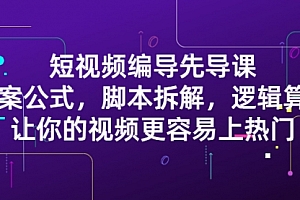 短视频编导先导课:文案公式,脚本拆解,逻辑算法,让你视频更容易上热门