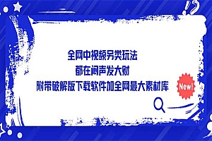 《全网中视频另类玩法》都在闷声发大财,附带破解版下载软件加全网最大素材库