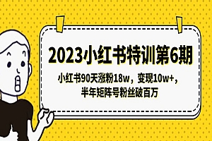 《小红书涨粉训练营》90天涨粉18w,变现10w+,半年矩阵号粉丝破百万