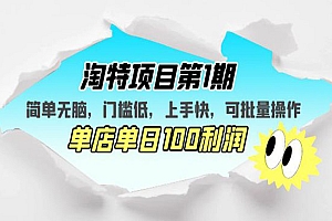 《淘特项目》简单无脑,门槛低,上手快,单店单日100利润 可批量操作