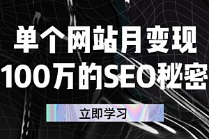 单个网站月变现100万的SEO秘密:如何百分百做出赚钱站点