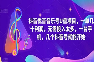 《抖音音乐号U盘项目》 一单几十利润 无需投入太多 一台手机 几个抖音号就开始