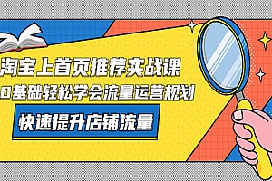 《淘宝上首页推荐实战课》0基础轻松学会流量运营规划,快速提升店铺流量