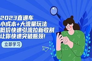《2023直通小成本大流量玩法》低价快速引流拉新收割,让你快速突破瓶颈