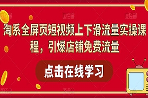 《淘系全屏页短视频上下滑流量实操课程》引爆店铺免费流量