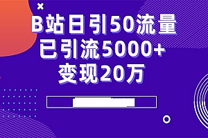 《B站日引流50+超级实操课程》实战已引流5000+变现20万