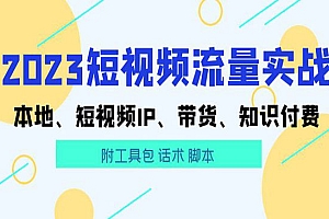 2023短视频流量实战 本地、短视频IP、带货、知识付费(附工具包 话术 脚本)