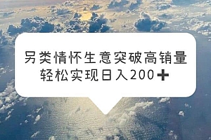 另类情怀信息差生意,突破高销量,轻松实现日入200