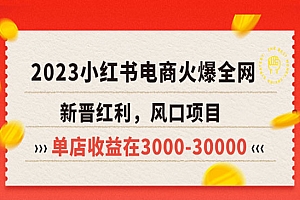 《2023小红书电商风口项目》新晋红利,单店收益在3000-30000!