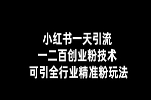 《小红书日引200创业粉技术》可引全行业精准粉玩法