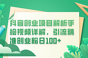 抖音创业项目解析手绘视频详解,引流精准创业粉日100