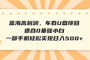 蓝海高利润,车载U盘项目,适合0基础小白,一部手机轻松实现日入500