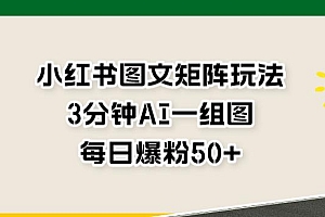 小红书图文矩阵玩法,3分钟AI一组图,每日爆粉50 【揭秘】