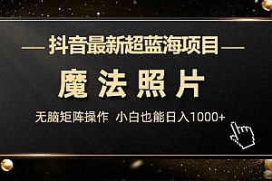 抖音最新超蓝海项目,魔法照片,无脑矩阵操作,小白也能日入1000