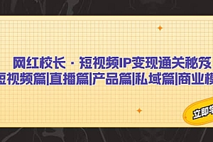 网红校长·短视频IP变现通关秘笈:短视频篇 直播篇 产品篇 私域篇 商业模式