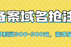 【全网首发】备案域名抢注,一单利润300-500元,需求量大