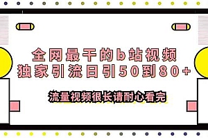 全网最干的b站视频独家引流日引50到80 流量视频很长请耐心看完