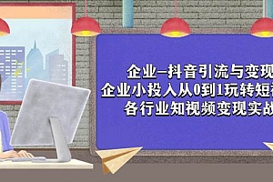 企业-抖音引流与变现:企业小投入从0到1玩转短视频  各行业知视频变现实战