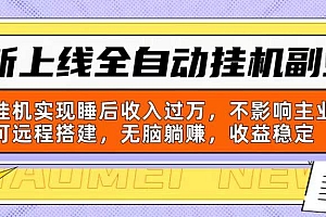 新上线全自动挂机副业:靠挂机实现睡后收入过万,不影响主业可远程搭建…