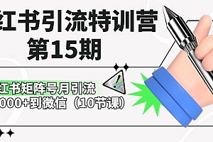 小红书引流特训营-第15期,小红书矩阵号月引流80000+到微信(10节课)